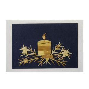 Weihnachtskarte Kerze dunkelblau