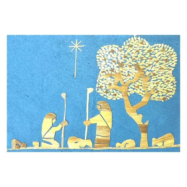 In Handarbeit hergestellte Fairtrade-Karte «Hirten»